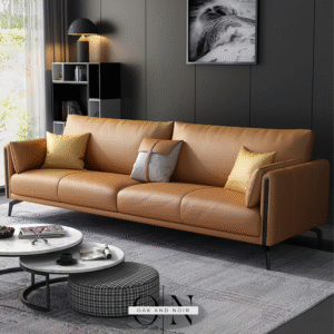 chestnut leather look lounge